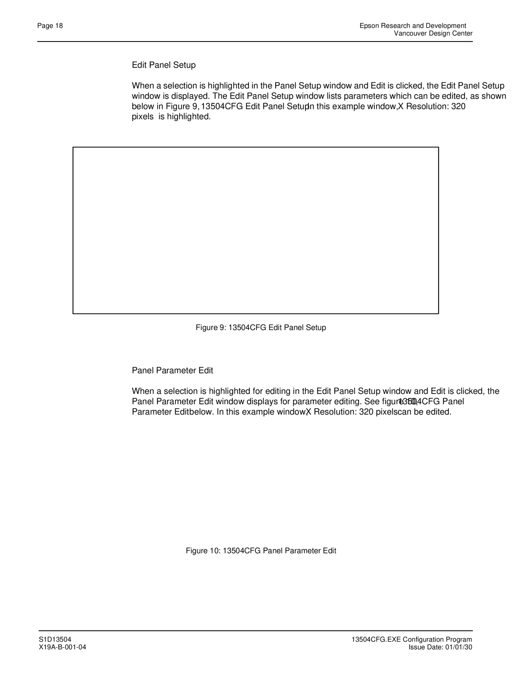 Epson S1D13504 manual Edit Panel Setup 