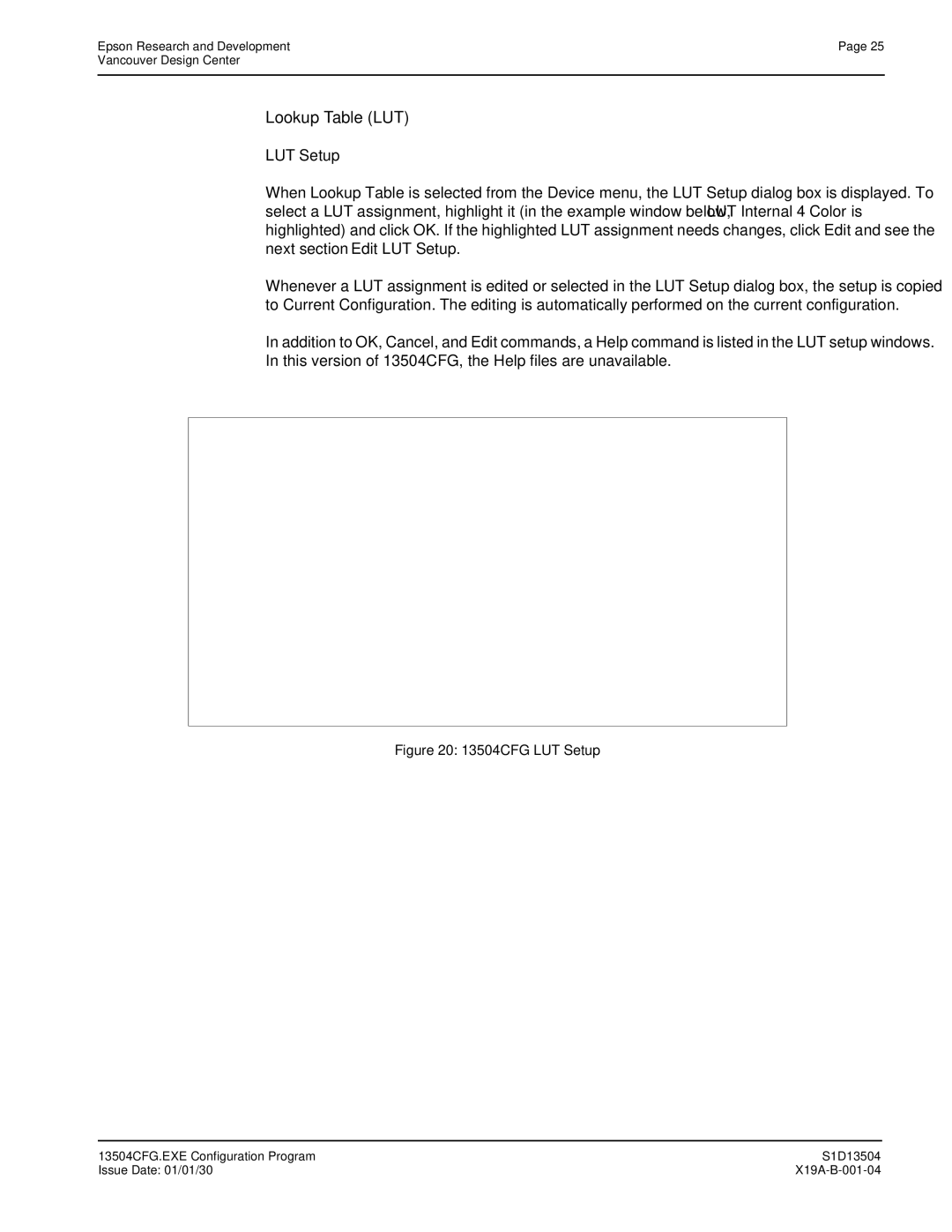 Epson S1D13504 manual Lookup Table LUT 