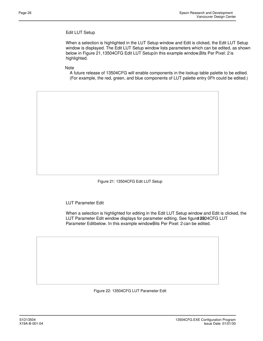 Epson S1D13504 manual Edit LUT Setup 