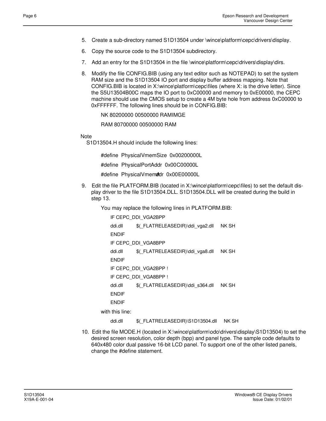 Epson S1D13504 manual If CEPCDDIVGA2BPP 