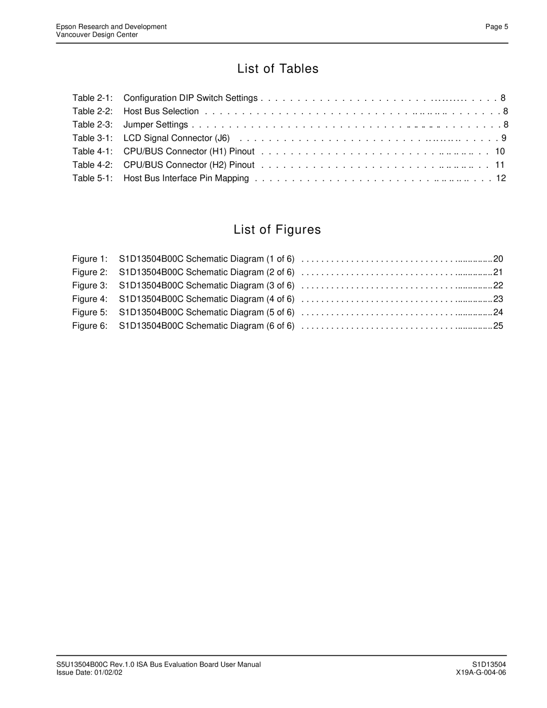 Epson manual S1D13504B00C Schematic Diagram 1 of 6 