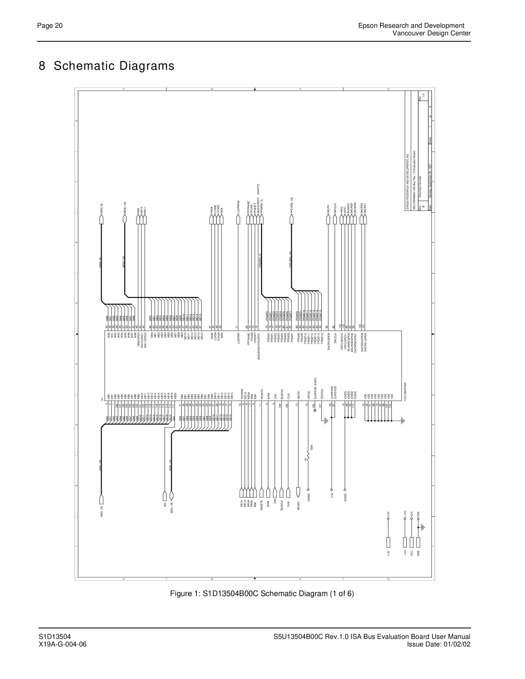 Epson S1D13504 manual Schematic, Diagrams 