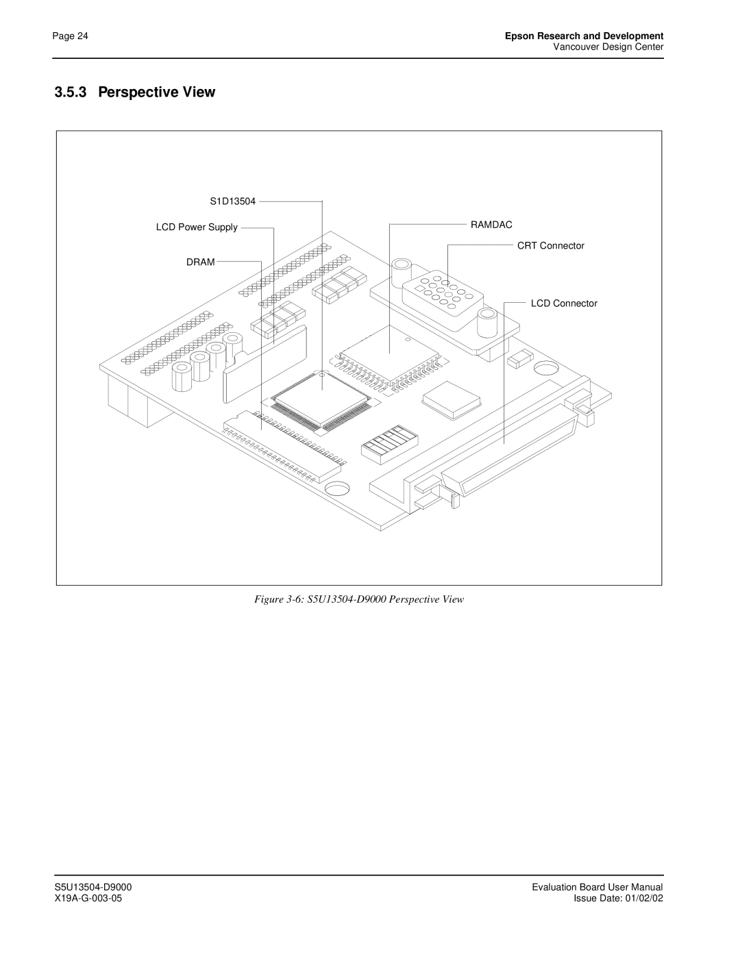 Epson S1D13504 manual S5U13504-D9000 Perspective View 