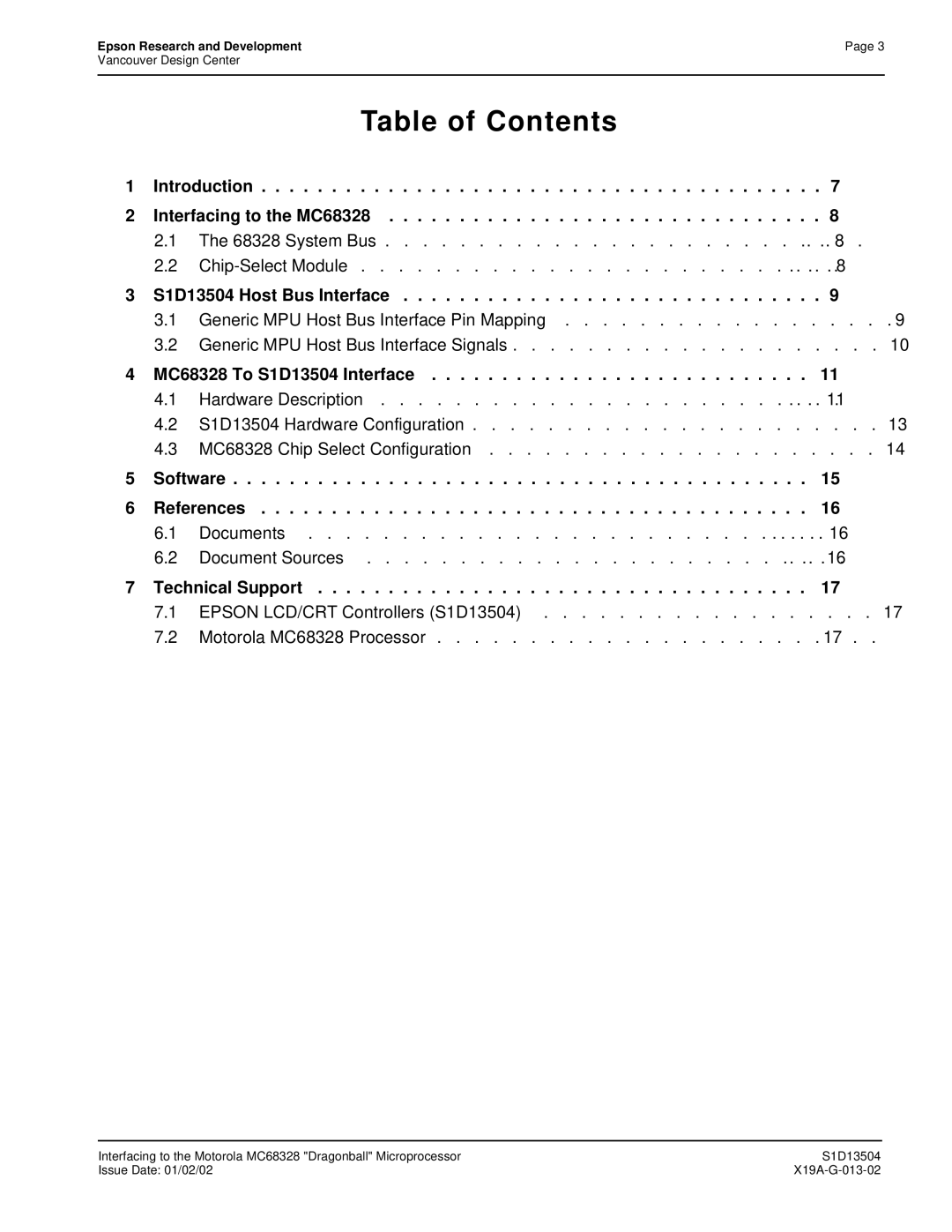 Epson S1D13504 manual Introduction Interfacing to the MC68328 