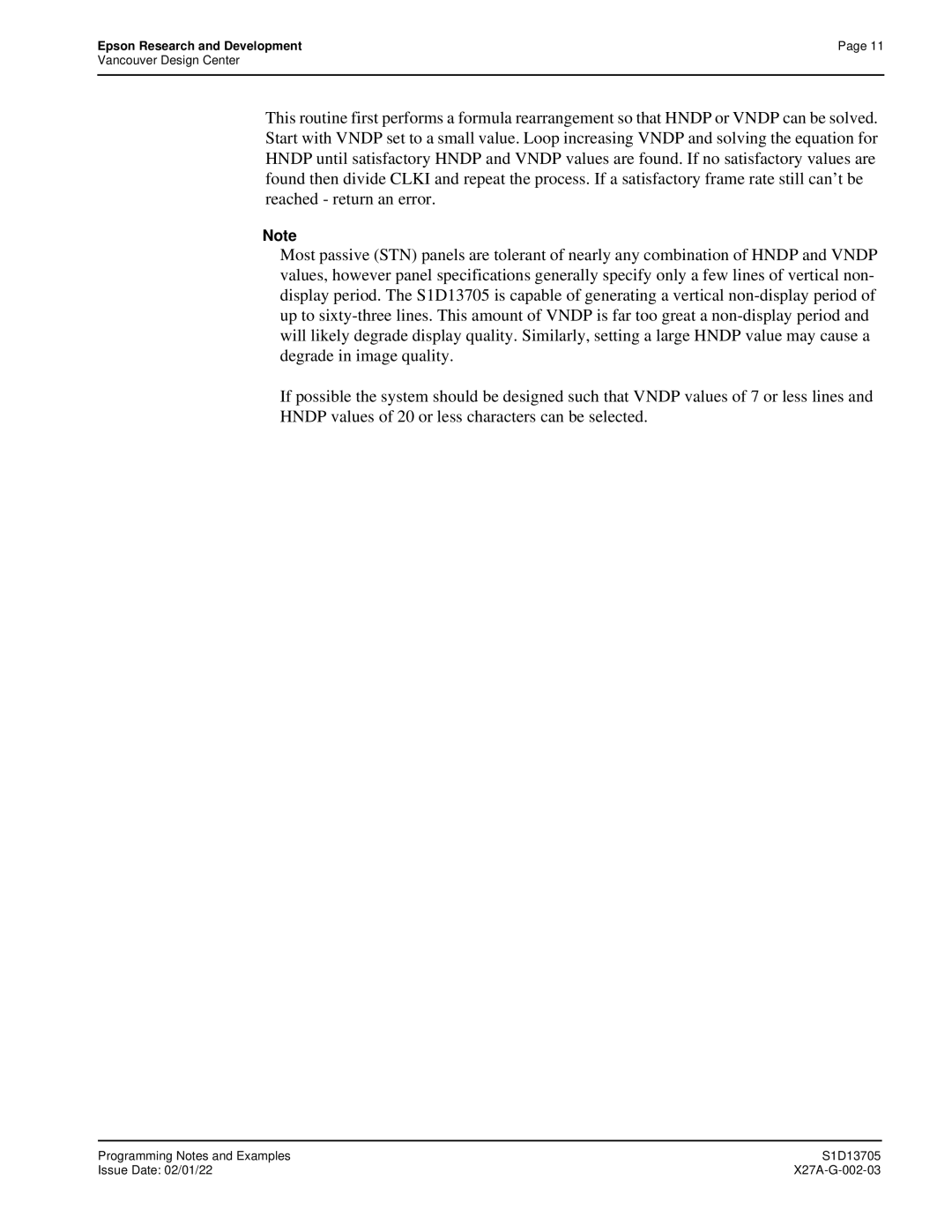 Epson S1D13705 technical manual Epson Research and Development 