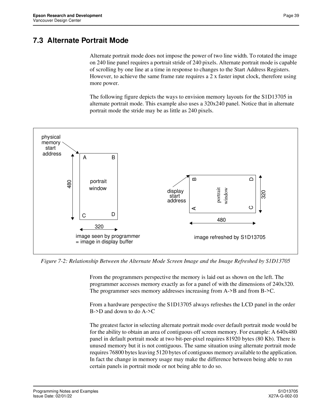 Epson S1D13705 technical manual Alternate Portrait Mode 