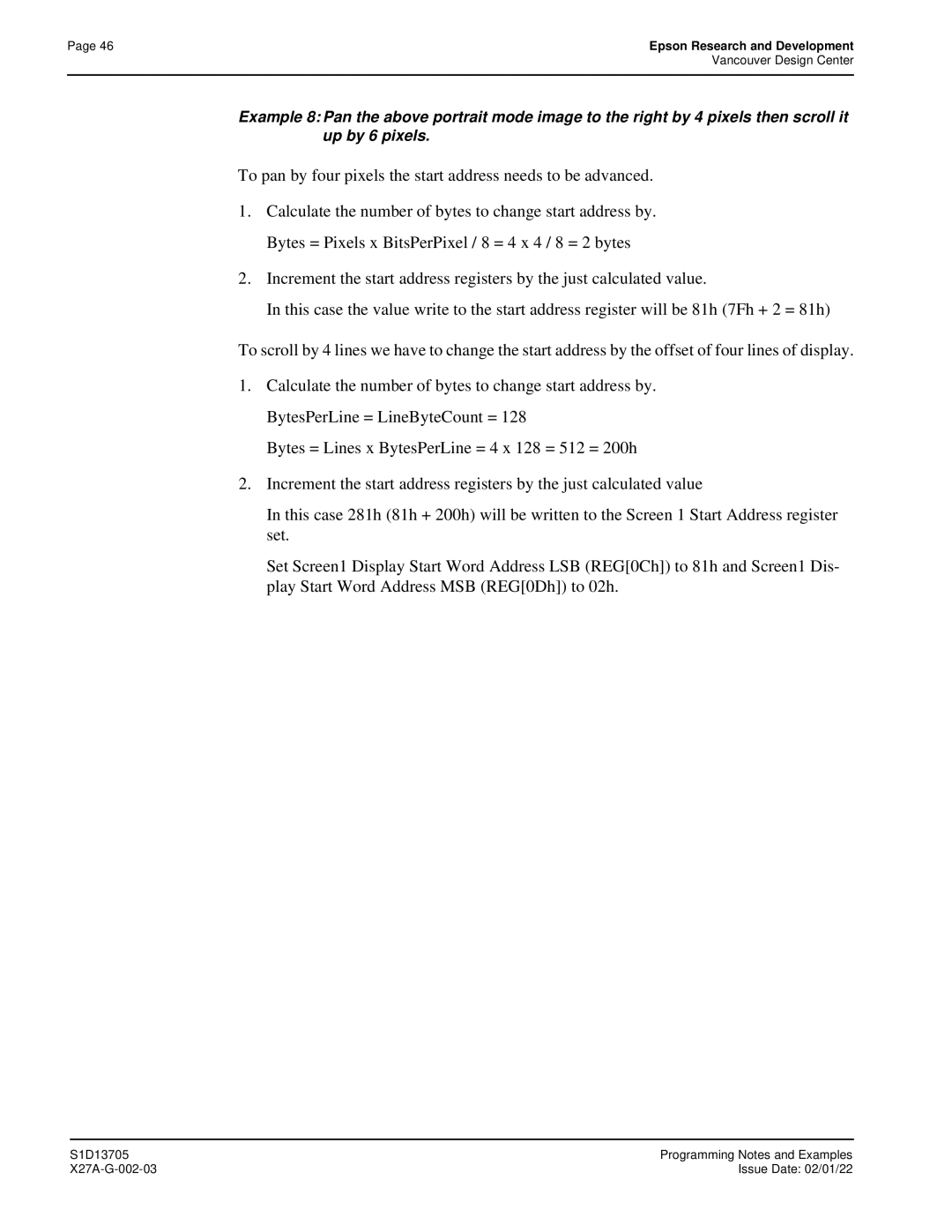 Epson S1D13705 technical manual Vancouver Design Center 