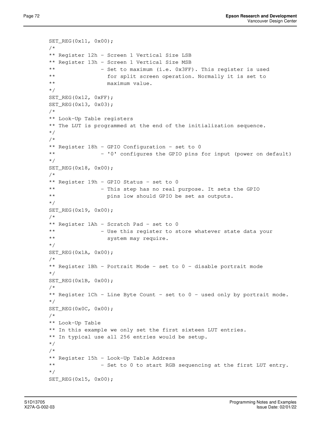 Epson S1D13705 technical manual Vancouver Design Center 