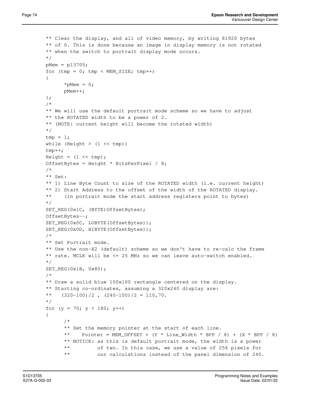 Epson S1D13705 technical manual Vancouver Design Center 