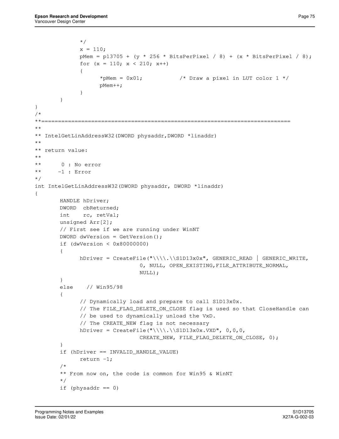 Epson S1D13705 technical manual NULL, OPENEXISTING,FILEATTRIBUTENORMAL, Null 