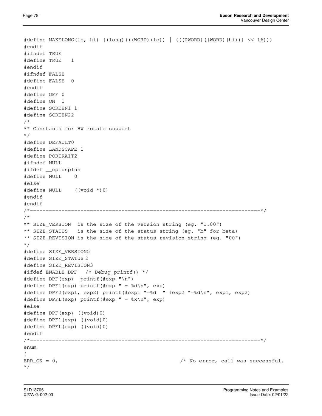 Epson S1D13705 technical manual Sizeversion 