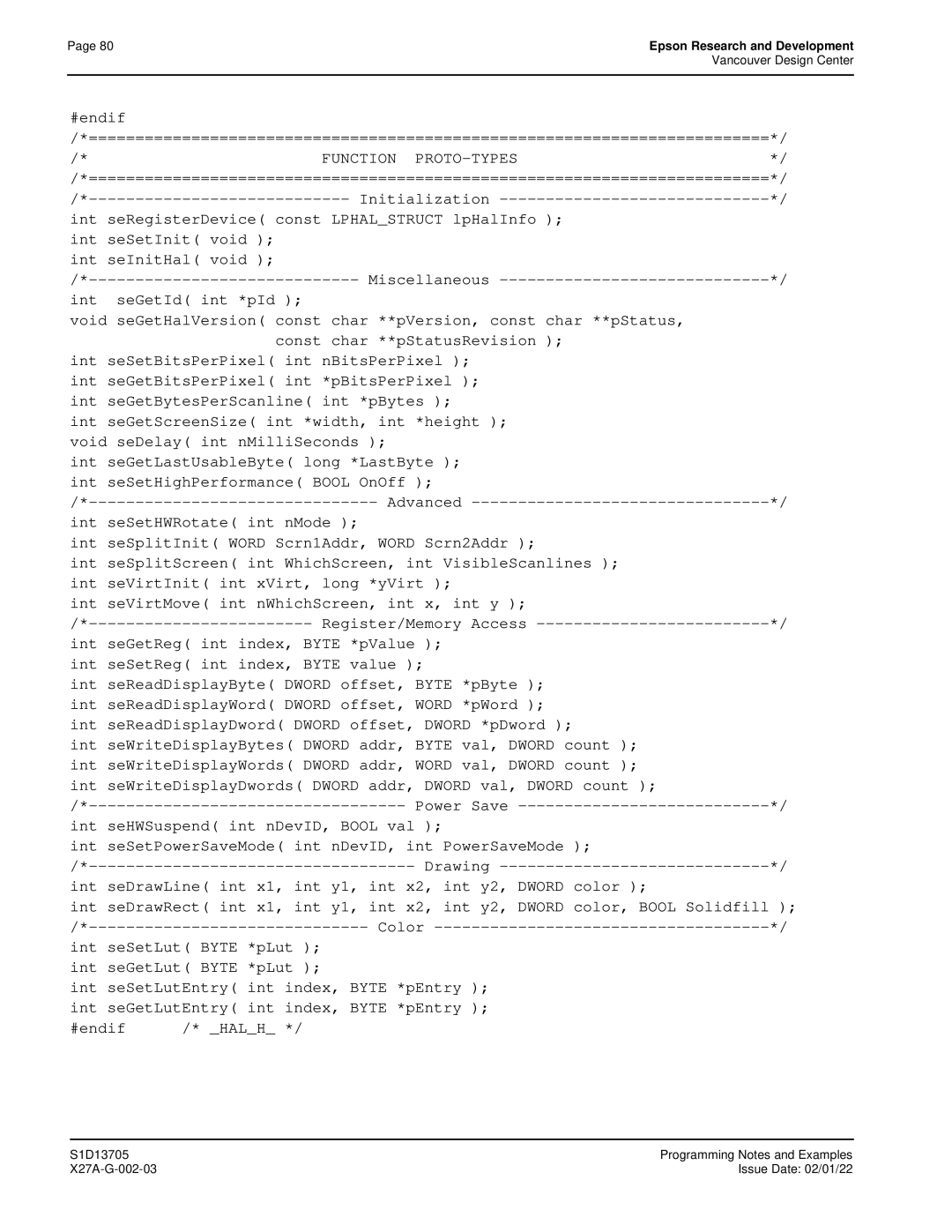 Epson S1D13705 technical manual Function PROTO-TYPES 