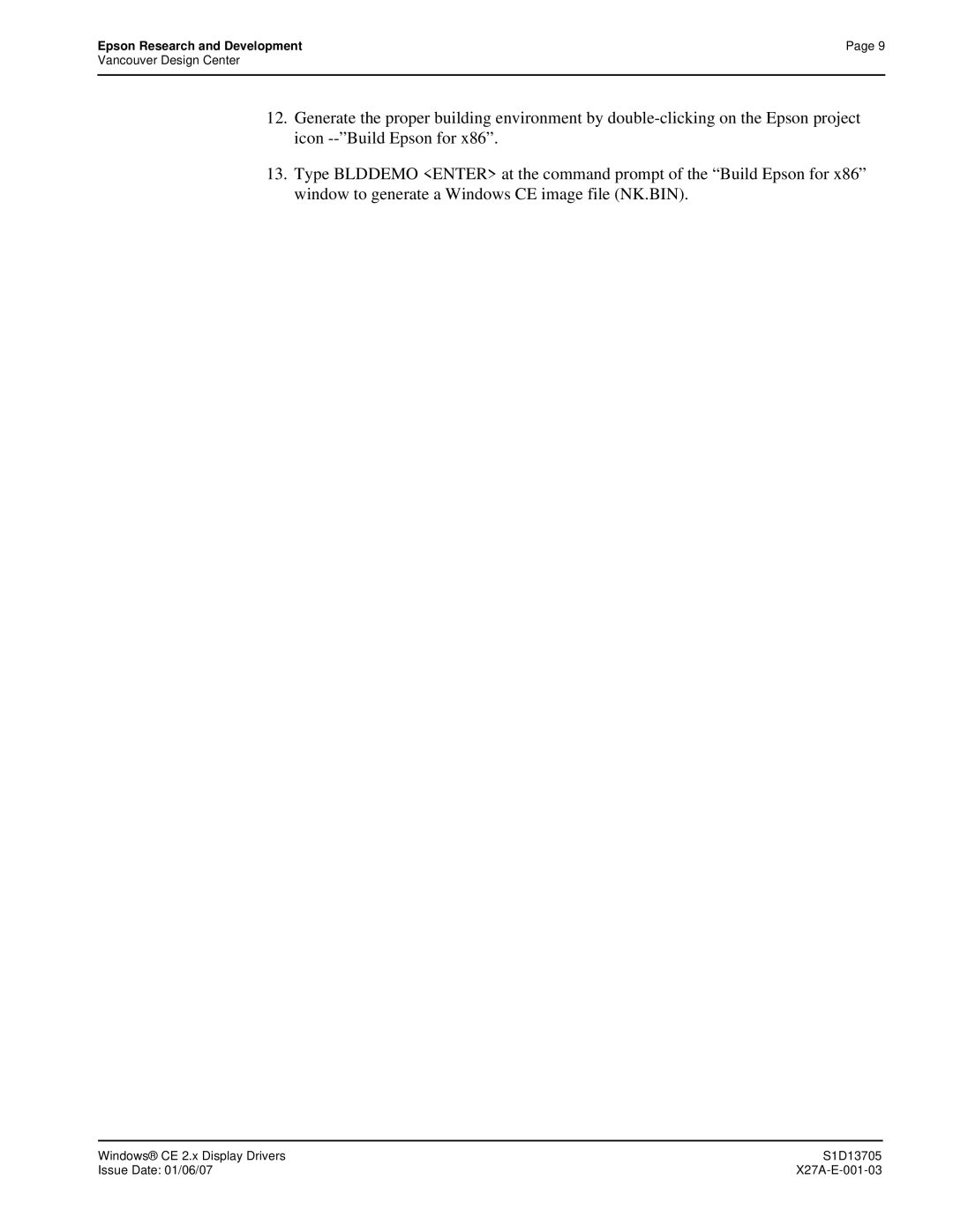 Epson S1D13705 technical manual Epson Research and Development 