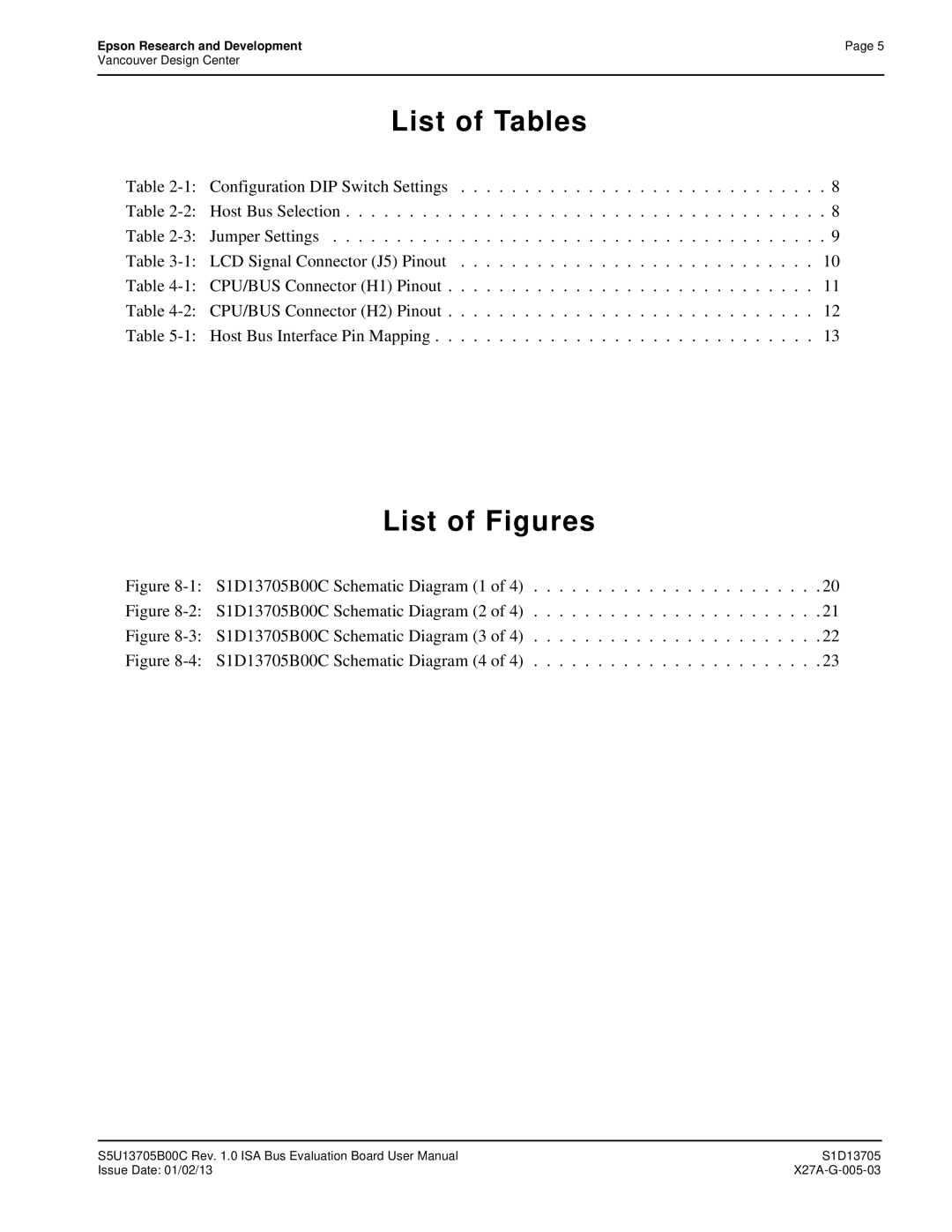 Epson technical manual S1D13705B00C Schematic Diagram 1 of 4 