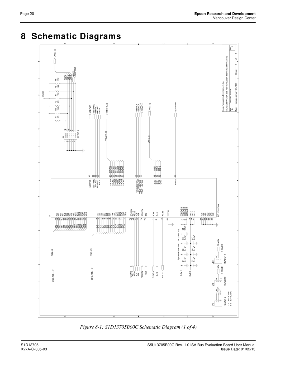 Epson technical manual Schematic Diagrams, S1D13705B00C Schematic Diagram 1 