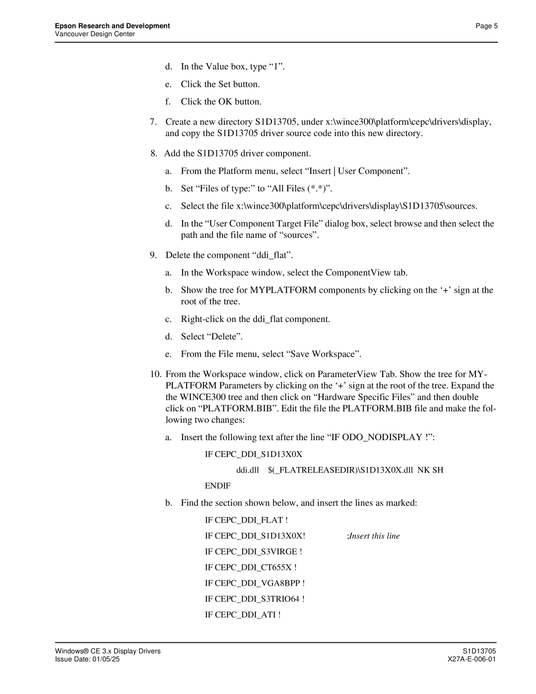 Epson S1D13705 technical manual If CEPCDDIS1D13X0X 