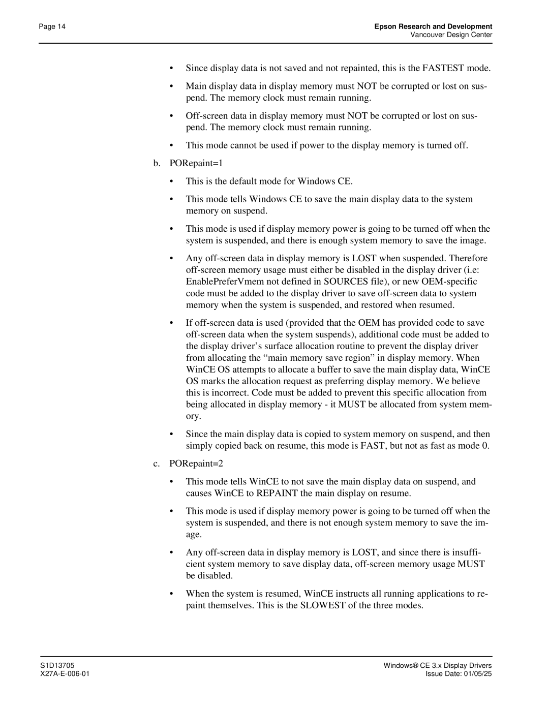 Epson S1D13705 technical manual Vancouver Design Center 