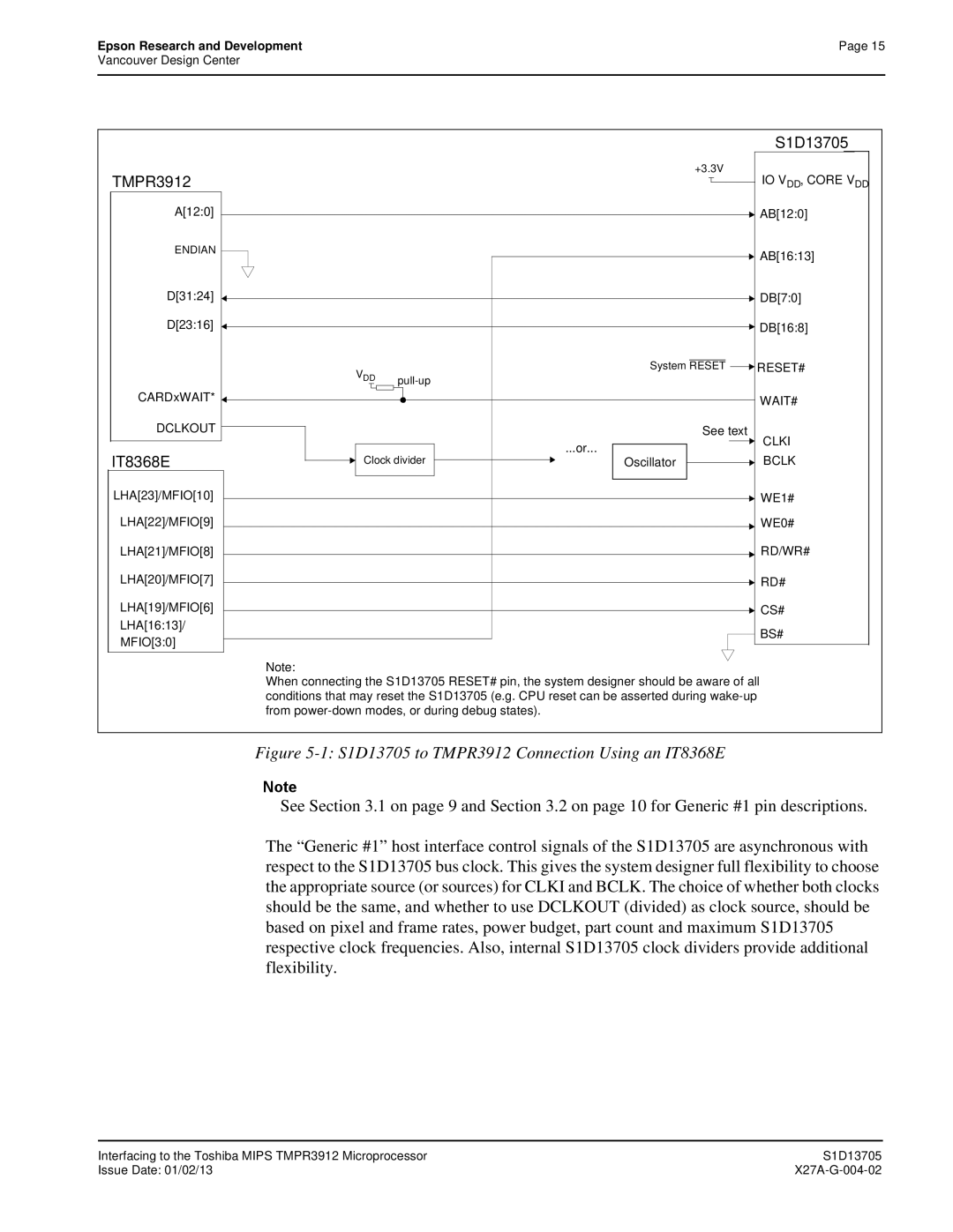 Epson technical manual S1D13705 to TMPR3912 Connection Using an IT8368E 