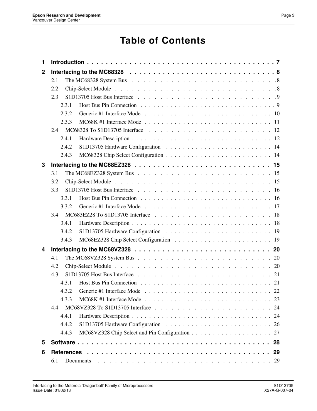 Epson S1D13705 Introduction Interfacing to the MC68328, Interfacing to the MC68EZ328, Interfacing to the MC68VZ328 