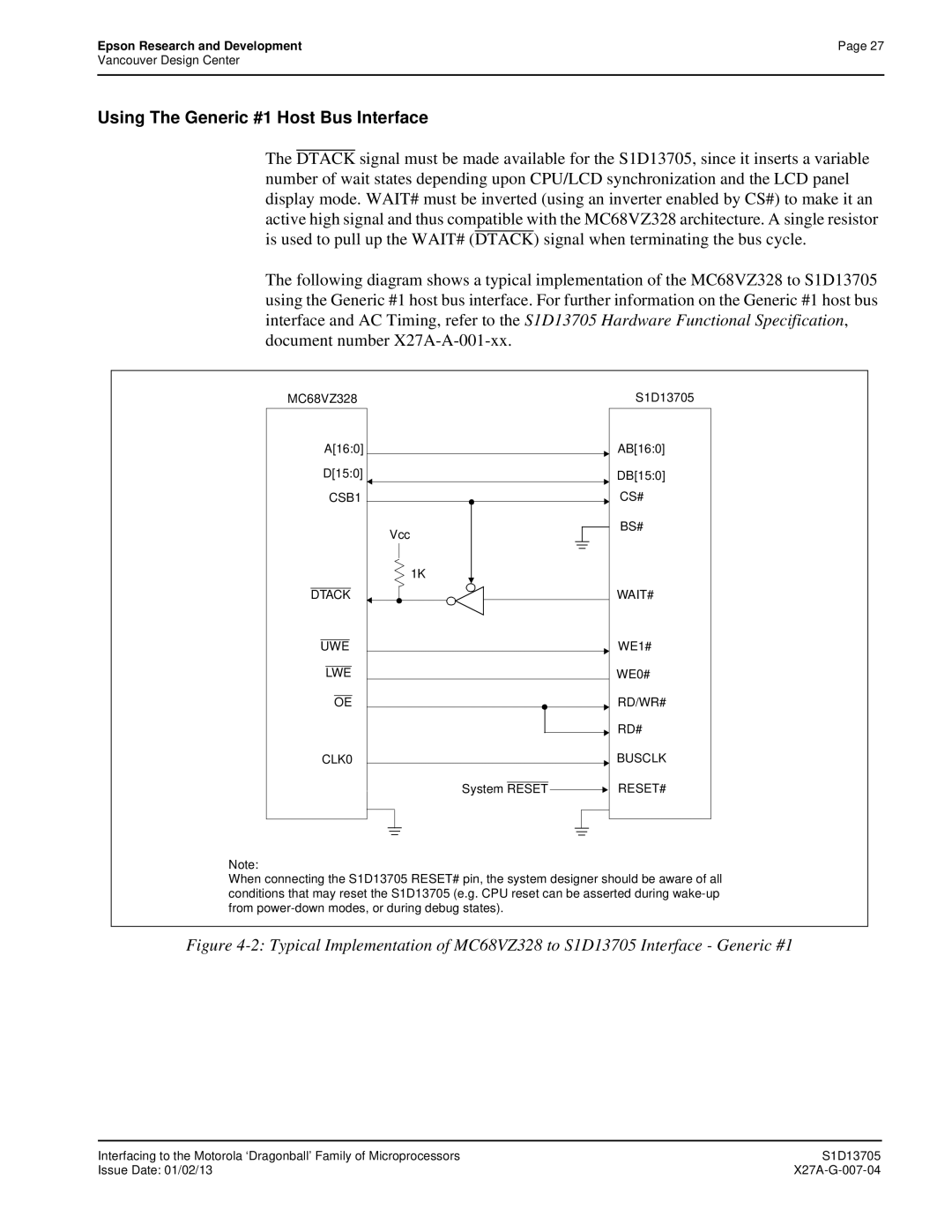 Epson S1D13705 technical manual CSB1 CS# 