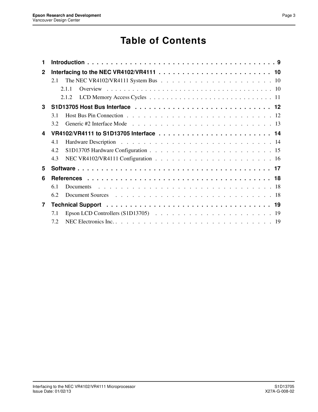 Epson S1D13705 Introduction Interfacing to the NEC VR4102/VR4111, Host Bus Pin Connection Generic #2 Interface Mode 