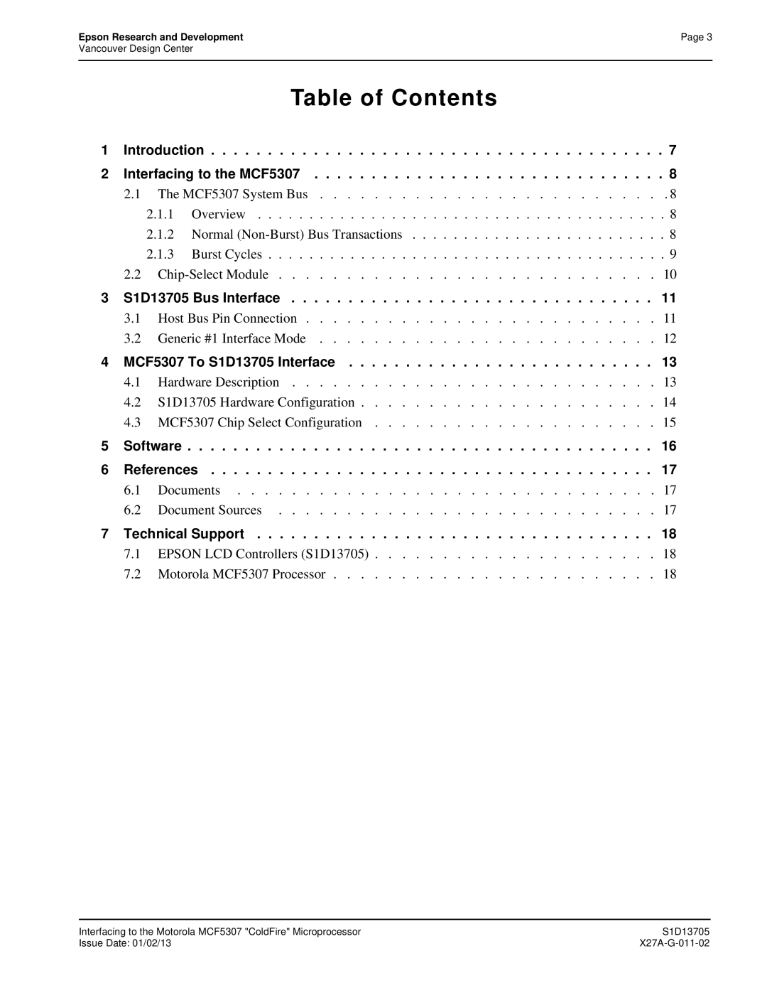 Epson S1D13705 technical manual Introduction Interfacing to the MCF5307, Host Bus Pin Connection Generic #1 Interface Mode 