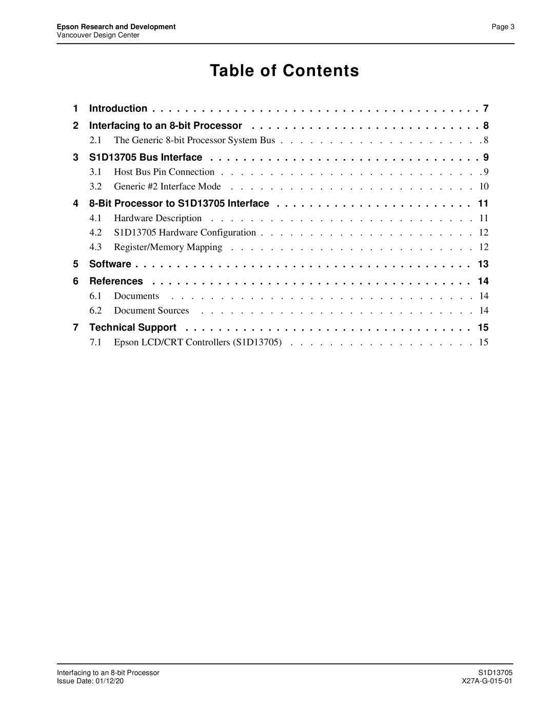 Epson Interfacing to an 8-bit Processor, Generic 8-bit Processor System Bus, Bit Processor to S1D13705 Interface 