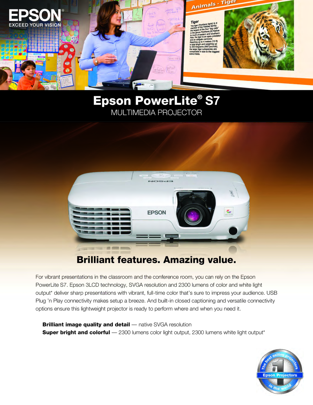 Epson specifications Epson PowerLite S7 