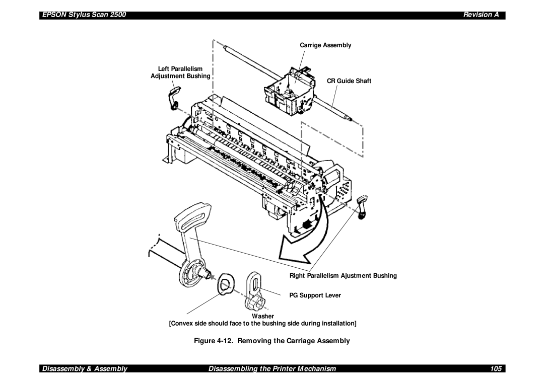 Epson Scan 2500 service manual Removing the Carriage Assembly 