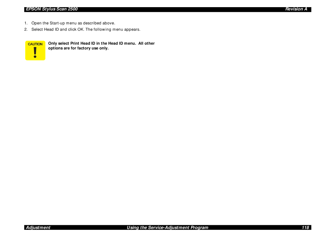 Epson Scan 2500 service manual Adjustment Using the Service-Adjustment Program 118 