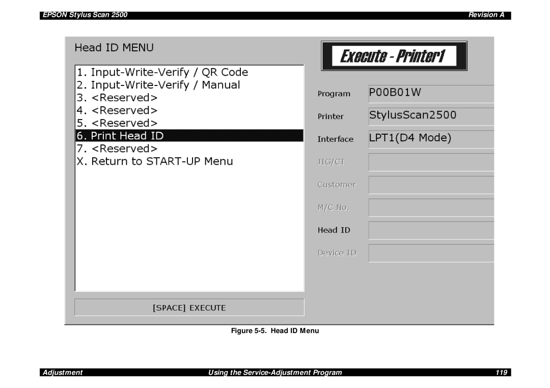 Epson Scan 2500 service manual Adjustment Using the Service-Adjustment Program 119 