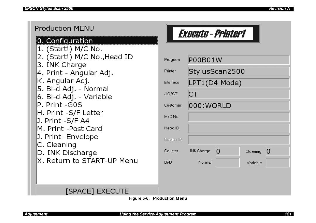 Epson Scan 2500 service manual Adjustment Using the Service-Adjustment Program 121 