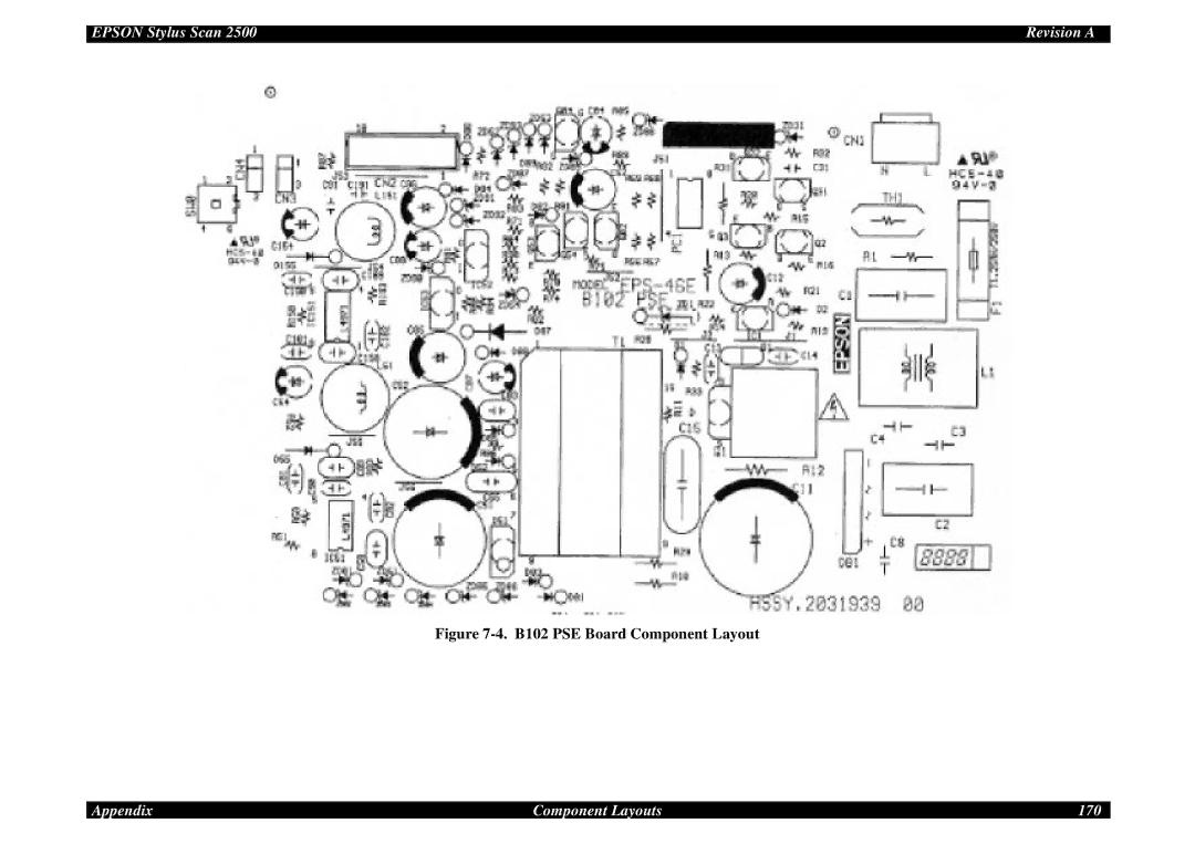 Epson Scan 2500 service manual Appendix Component Layouts 170 