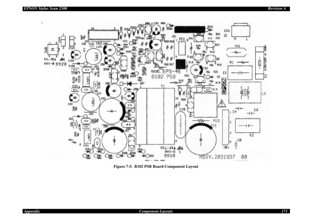 Epson Scan 2500 service manual Appendix Component Layouts 171 