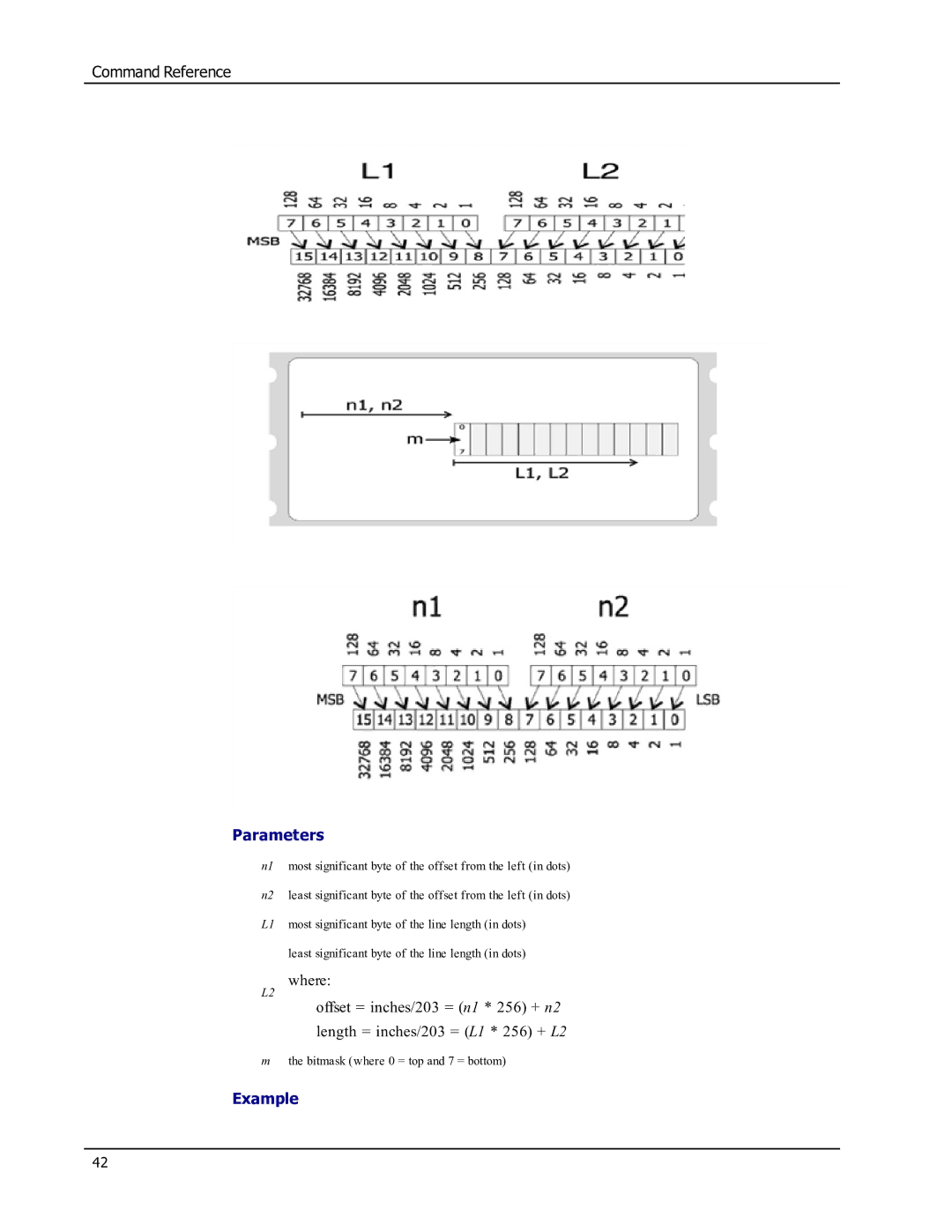 Epson SE450 manual Least significant byte of the line length in dots 