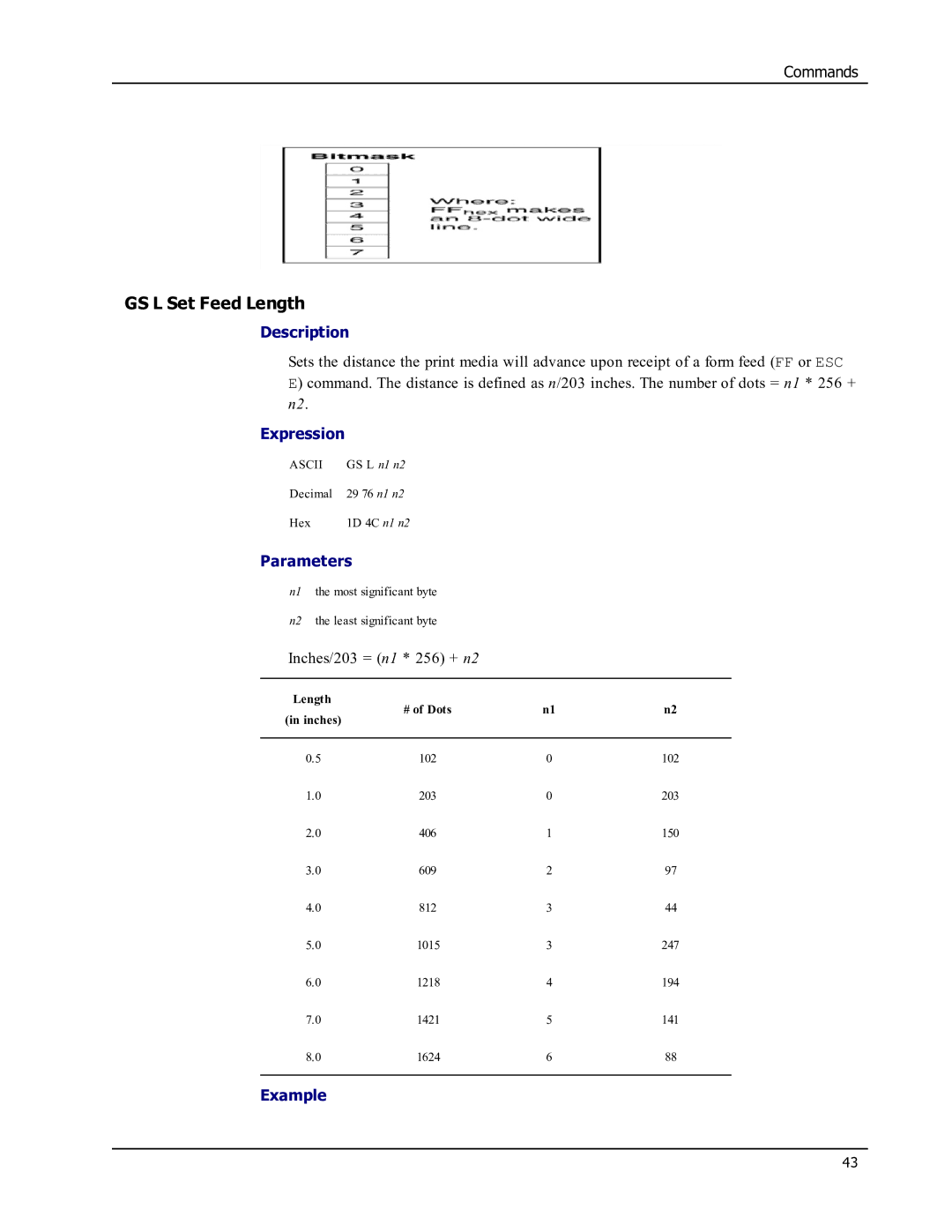 Epson SE450 manual GS L Set Feed Length 