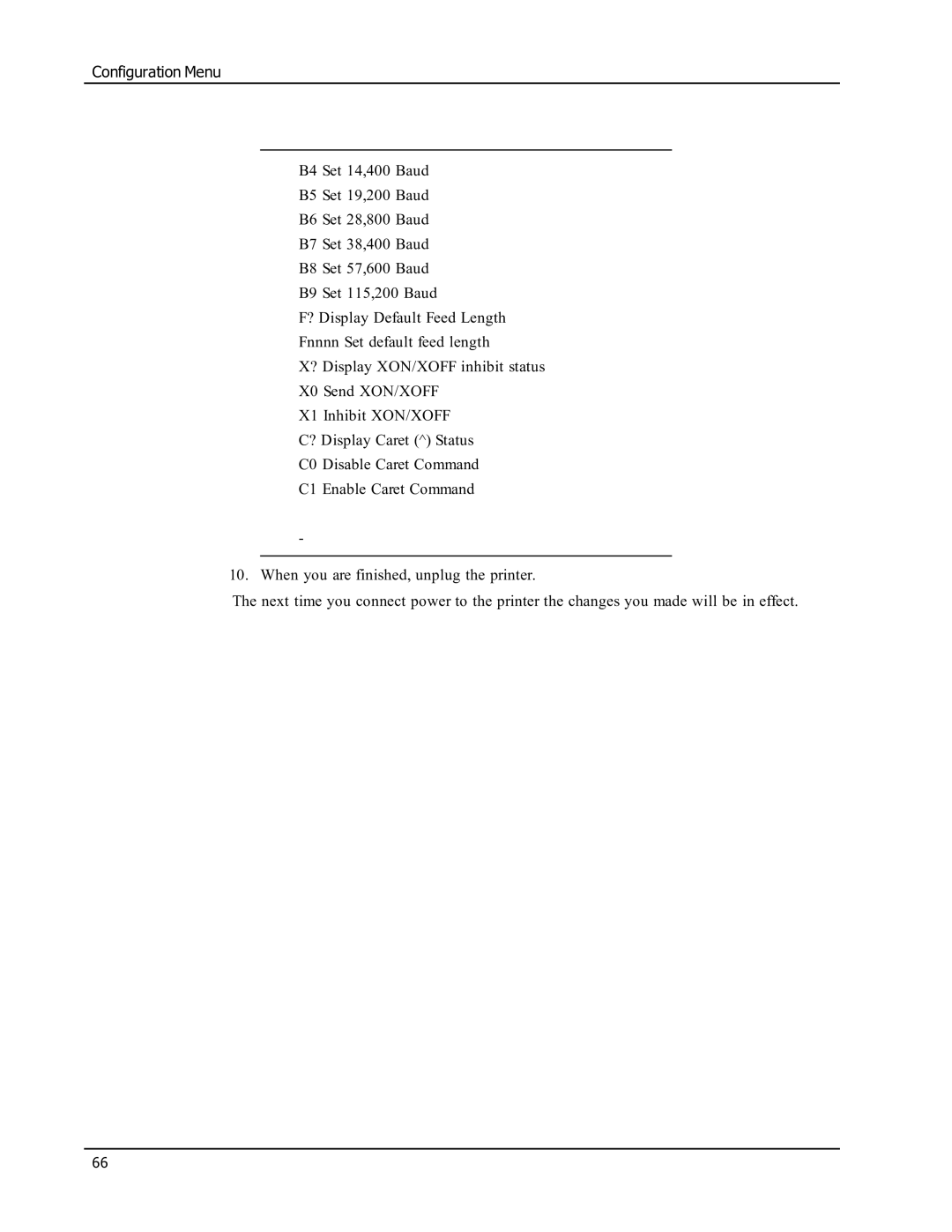 Epson SE450 manual Configuration Menu 