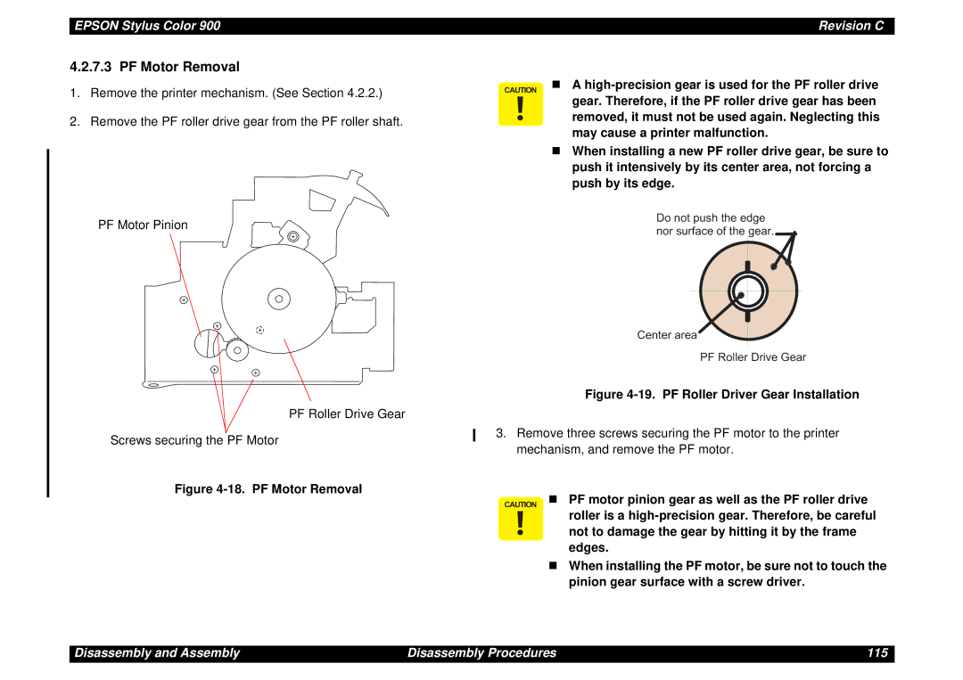Epson SEIJ98006 manual PF Motor Removal 