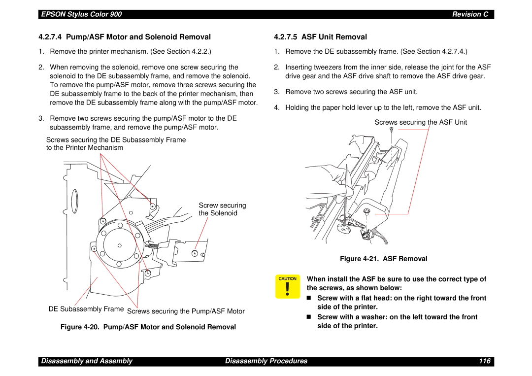 Epson SEIJ98006 manual Pump/ASF Motor and Solenoid Removal, ASF Unit Removal 