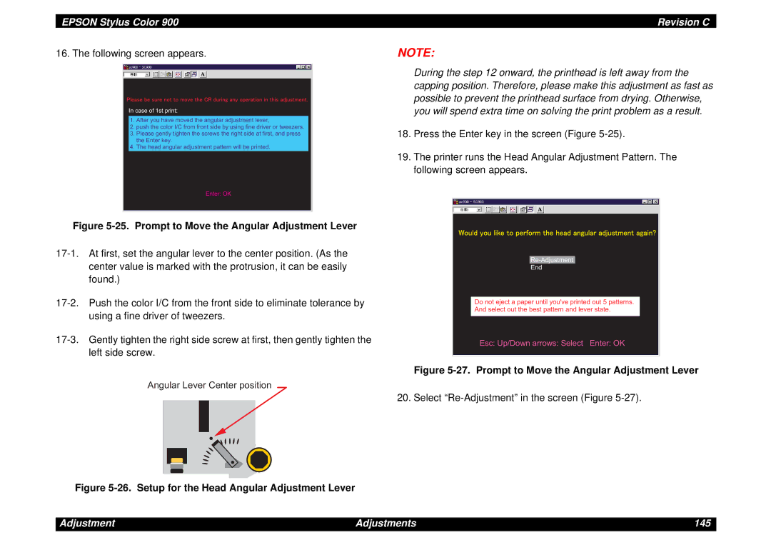 Epson SEIJ98006 manual Adjustment Adjustments 145 