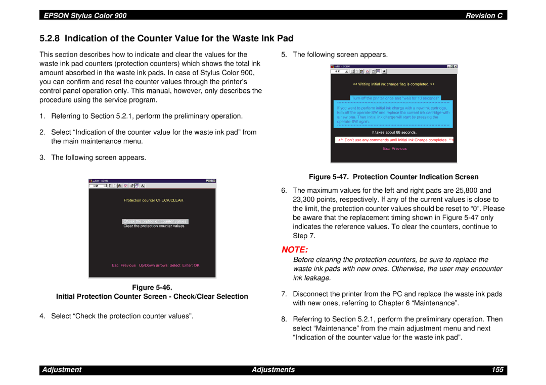Epson SEIJ98006 manual Indication of the Counter Value for the Waste Ink Pad 
