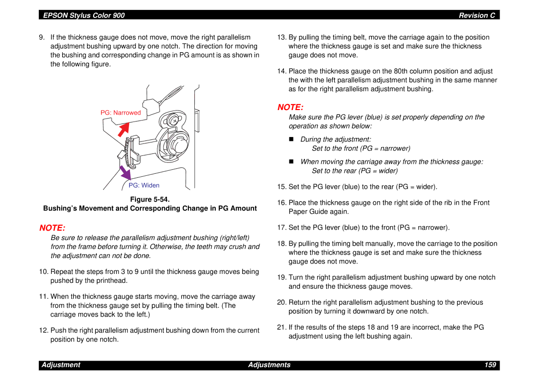 Epson SEIJ98006 manual Bushing’s Movement and Corresponding Change in PG Amount 