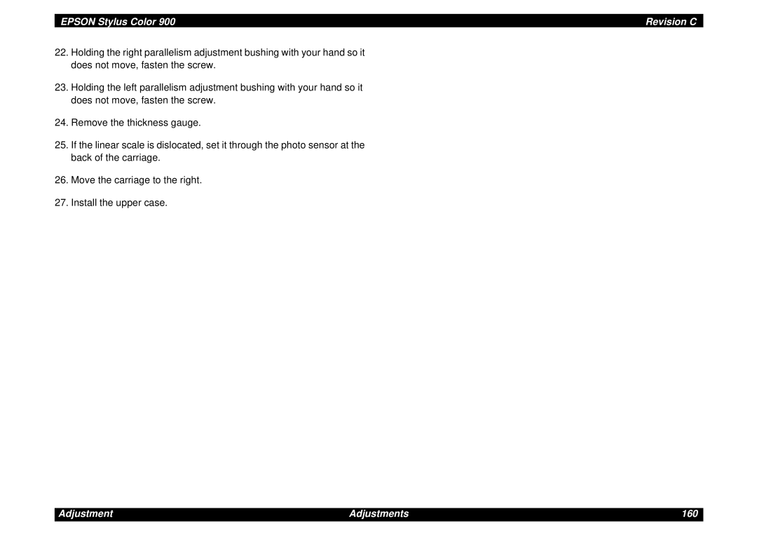 Epson SEIJ98006 manual Adjustment Adjustments 160 