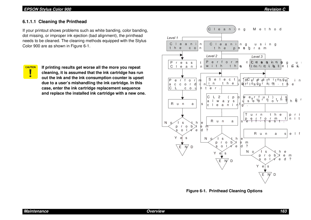 Epson SEIJ98006 manual Cleaning the Printhead, Printhead Cleaning Options 