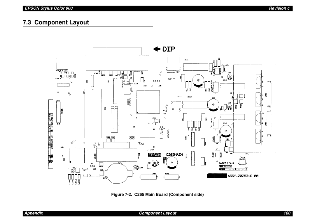 Epson SEIJ98006 manual Appendix Component Layout 180 