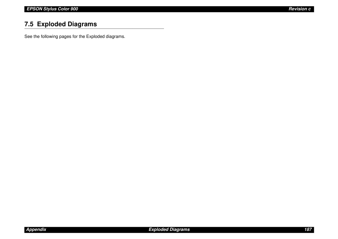 Epson SEIJ98006 manual Appendix Exploded Diagrams 187 