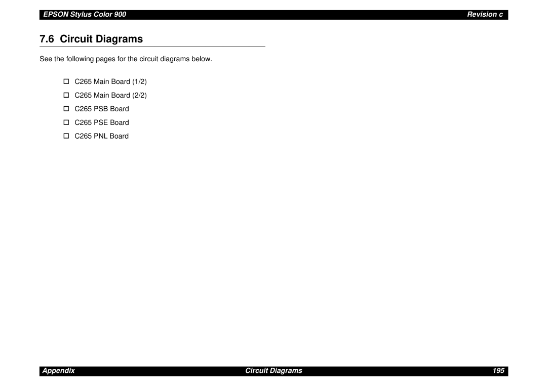 Epson SEIJ98006 manual Circuit Diagrams 