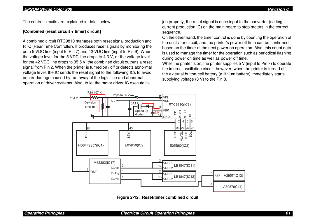 Epson SEIJ98006 manual Combined reset circuit + timer circuit, Reset/timer combined circuit 