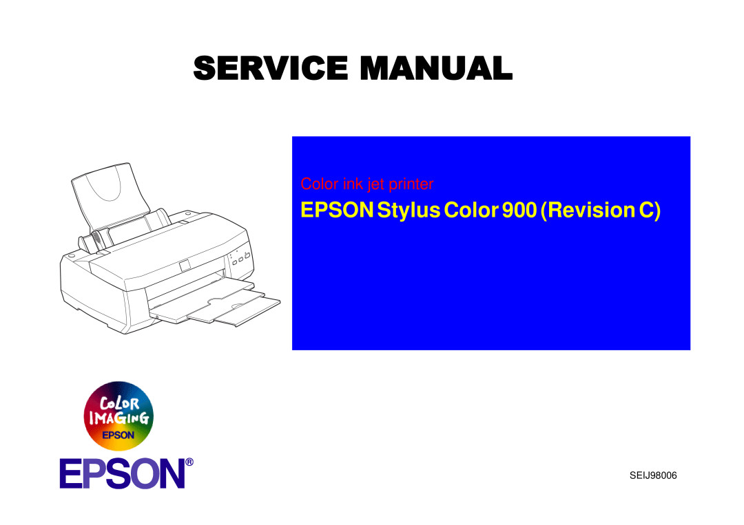 Epson SEIJ98006 manual EPSON Stylus Color 900 Revision C, Color ink jet printer 