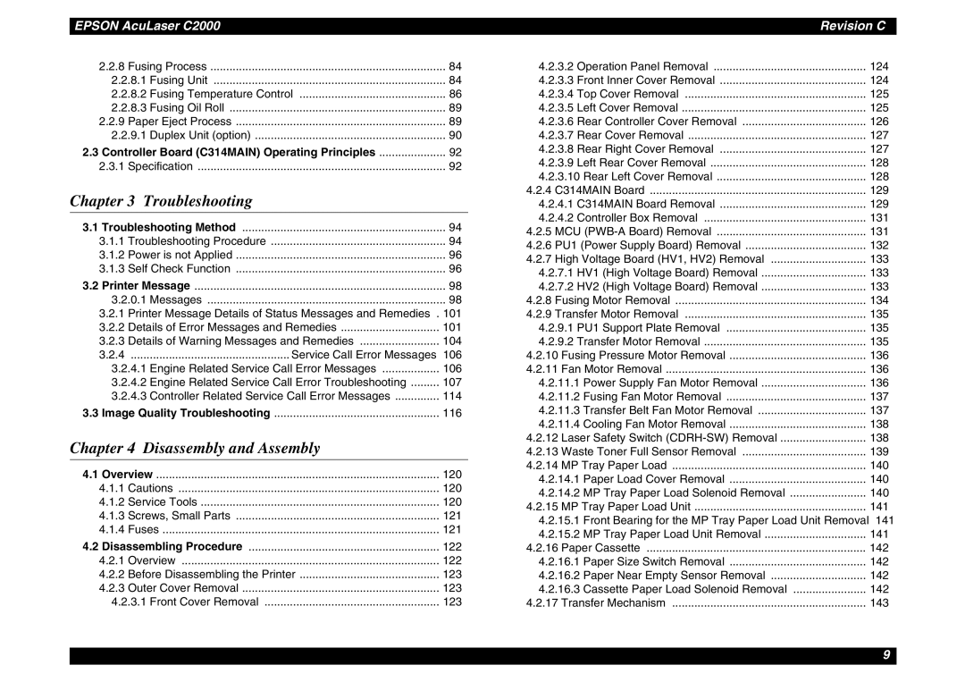 Epson SEPG00004 service manual Troubleshooting, Disassembly and Assembly 